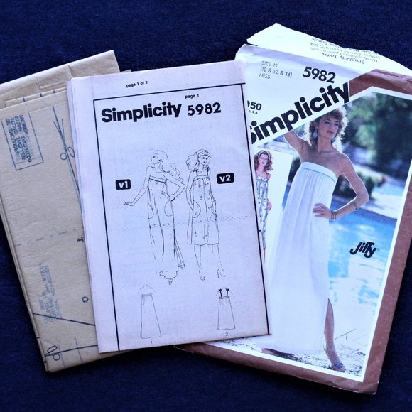 VTG 80's Sundress Sewing Pattern Simplcity #5982 Swim Cover Pockets Bust 32.5-36 - Picture 2 of 4